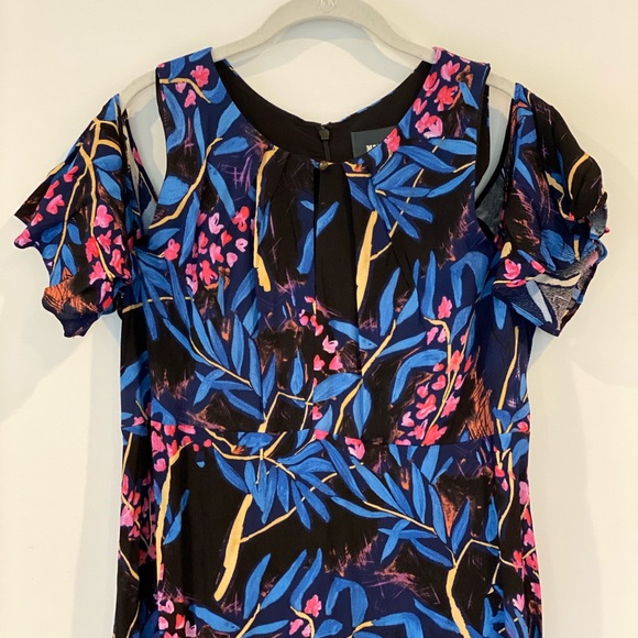 Anthropologie Blue Cold Shoulder Midi Dress - Picture 2 of 8